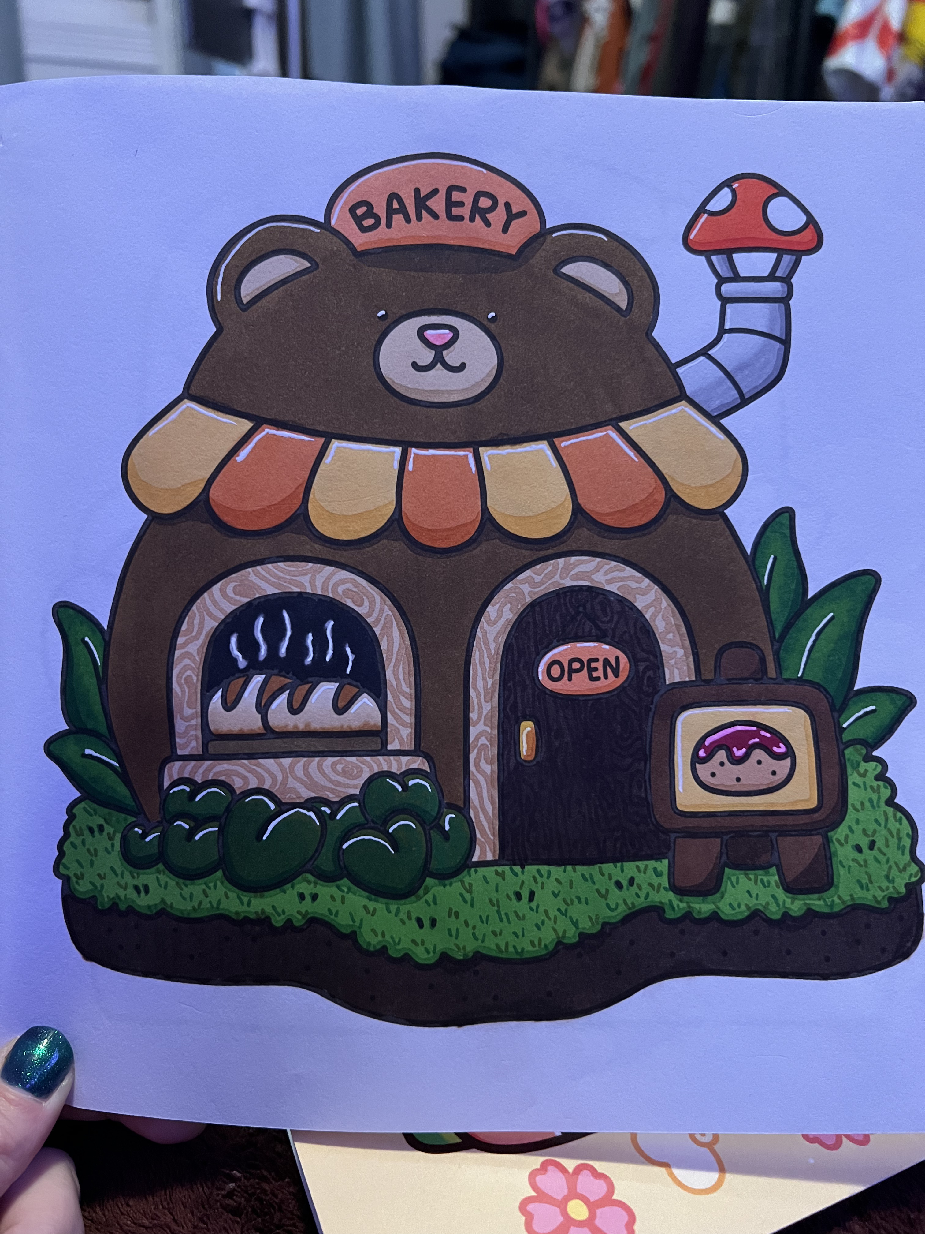 Bear in a Bread Bakery coloring page